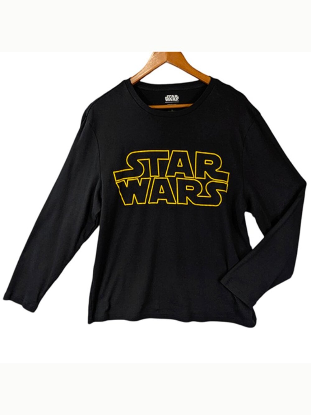 Star Wars Pajama Top Mens Large T Shirt Long‎ Sleeve Black Official 100% Cotton